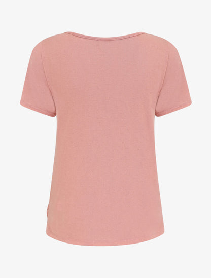 Top uni en maille fine à motif plumes irisées - Rose - 2