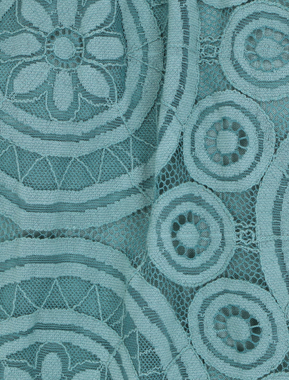 Blouse unie à broderies - Bleu canard - 3