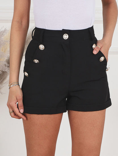 Short à pont taille haute - Noir - 4