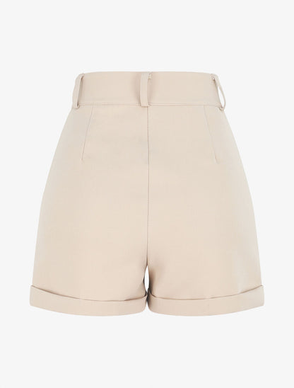 Short à pont taille haute - Beige - 2