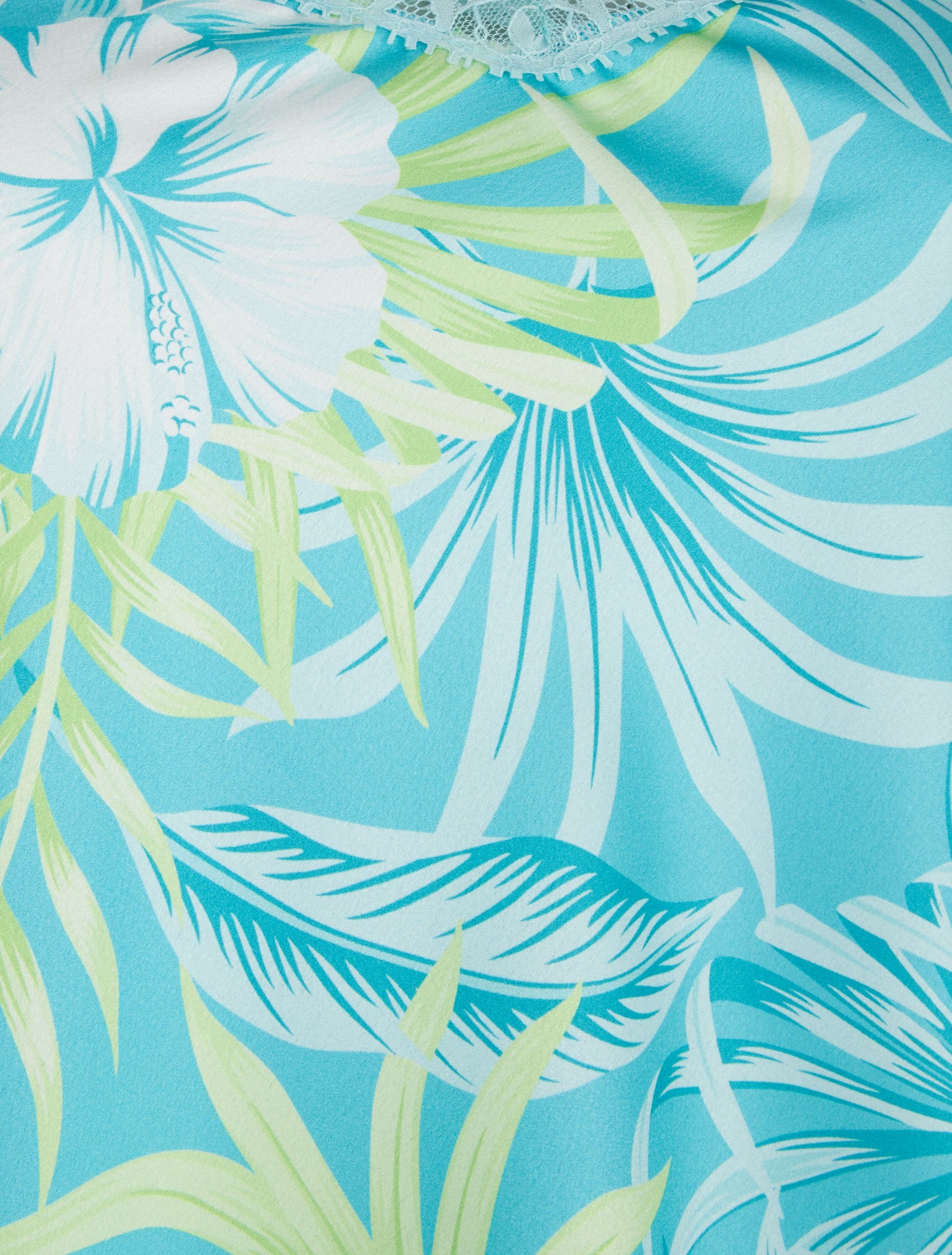 Caraco imprimé fleurs des îles à détail dentelle - Turquoise - 3