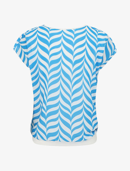 Top coupe droite imprimé graphique - Bleu - 2