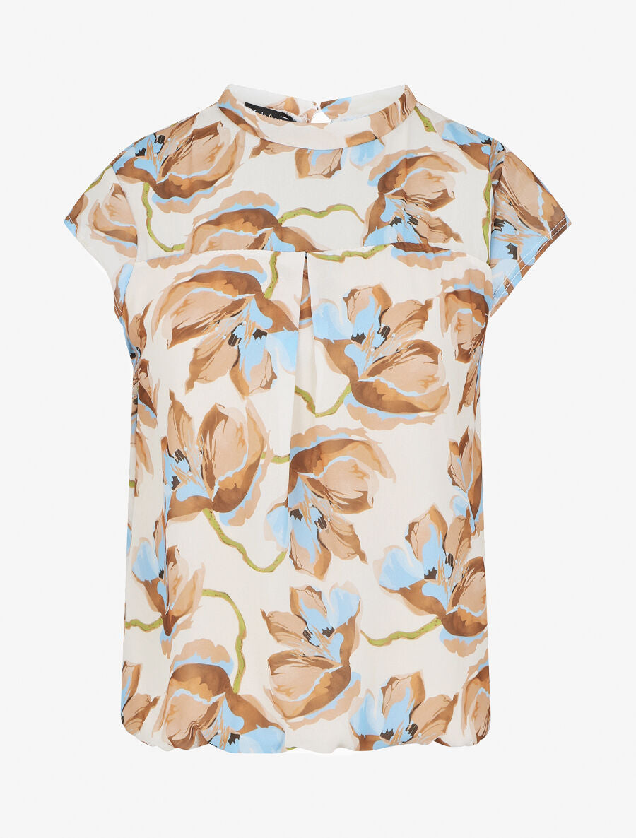 Top manches courtes imprimé floral - Beige - 5