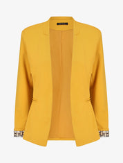 Blazer manches à revers imprimé - Moutarde - 1