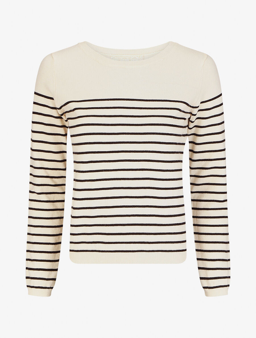 Pull marinière manches longues - Beige - 6
