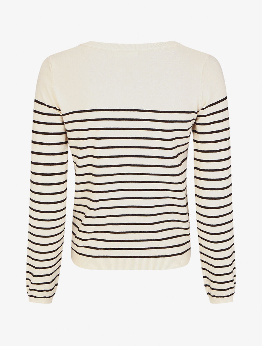 Pull marinière manches longues - Beige - 2