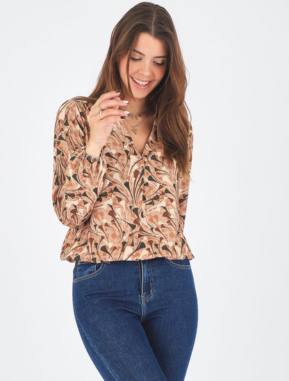 Top manches longues imprimé graphique - Beige foncé - 5