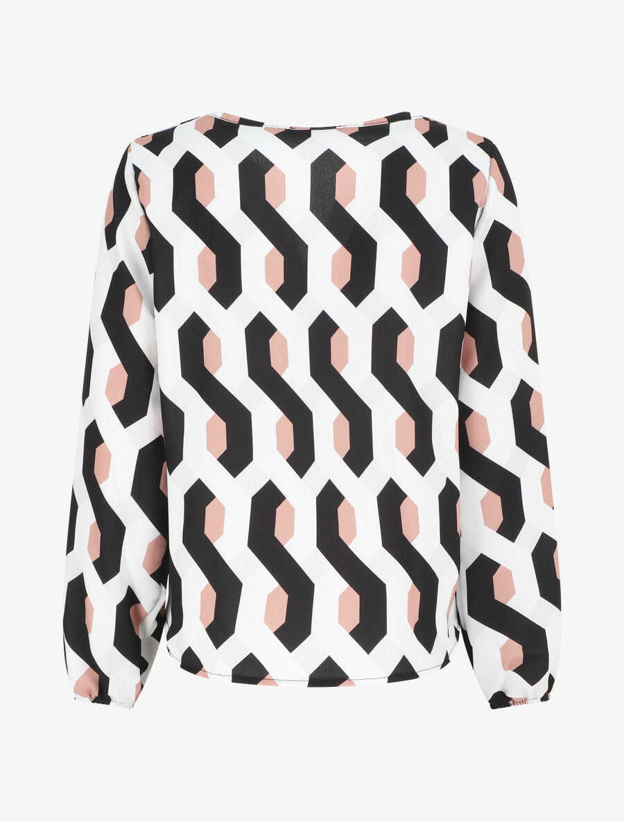 Blouse droite imprimé graphique - Noir - 2