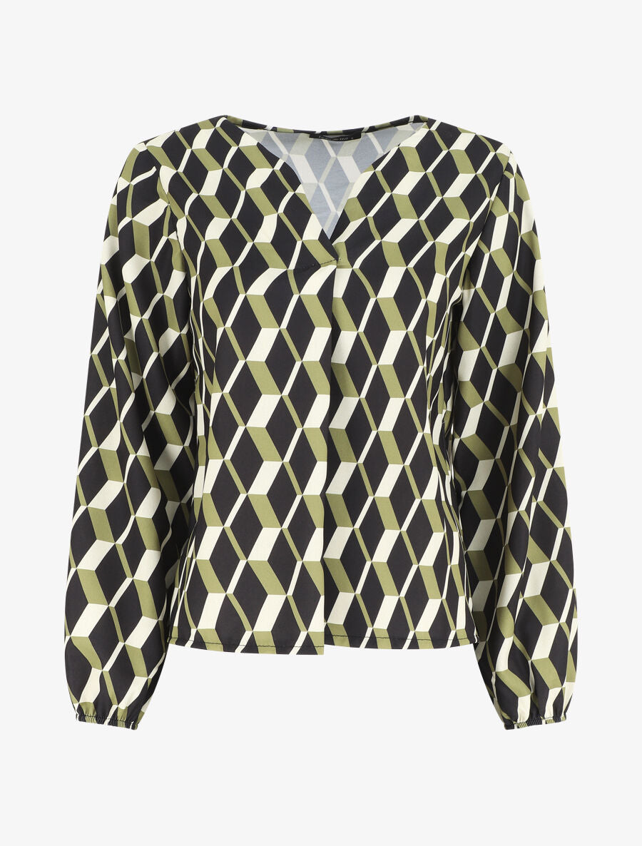 Blouse droite imprimé géométrique - Vert - 5