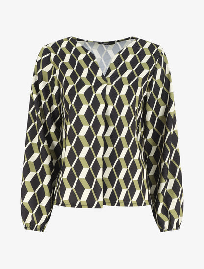 Blouse droite imprimé géométrique - Vert - 5