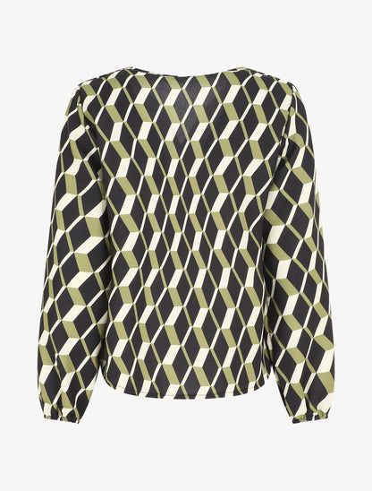 Blouse droite imprimé géométrique - Vert - 2