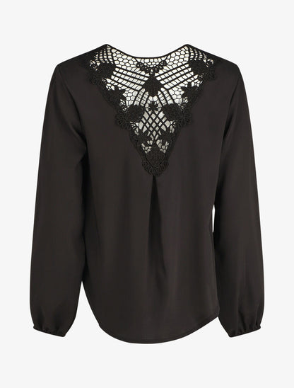 Top fluide dos en crochet - Noir - 2