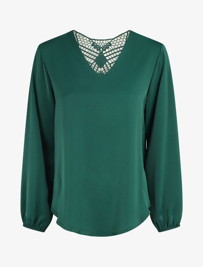 Top fluide dos en crochet - Vert sapin - 4