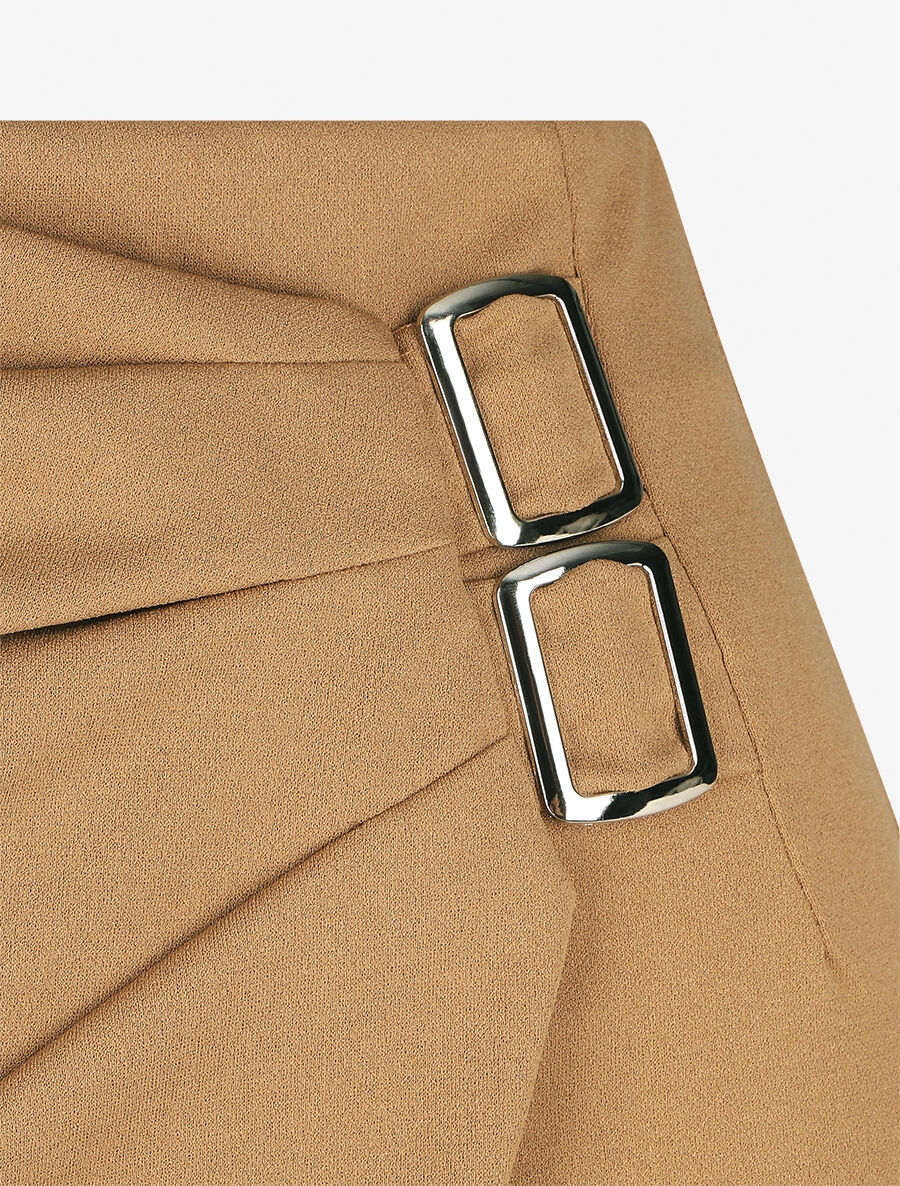 Jupe crayon taille haute style portefeuille - Camel - 3