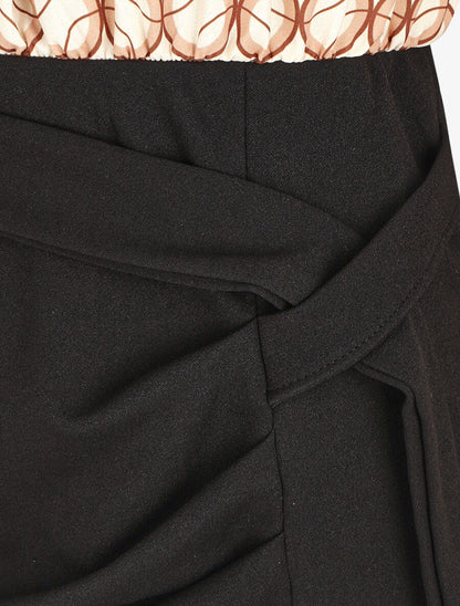 Robe courte ajustée à noeud et imprimé graphique - Beige - 3