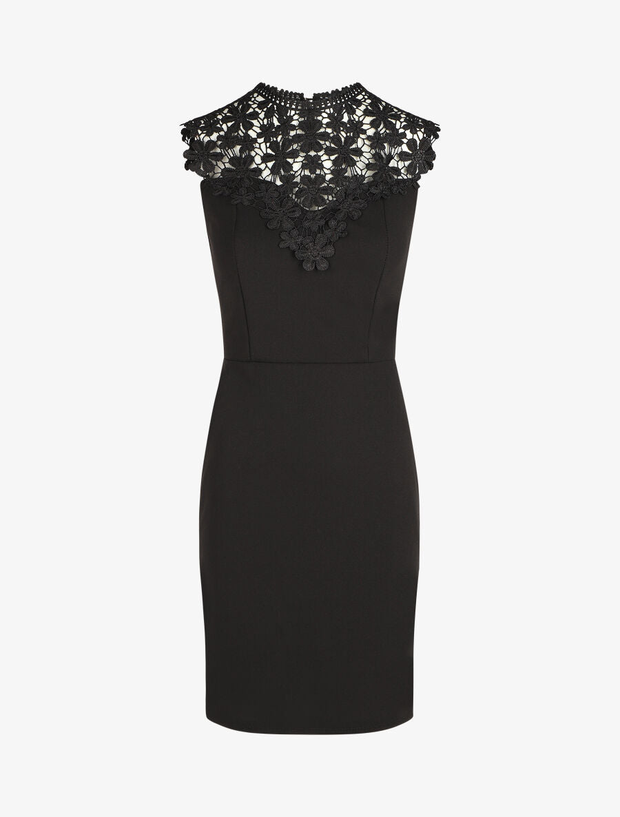 Robe ajustée sans manches col crochet - Noir - 1