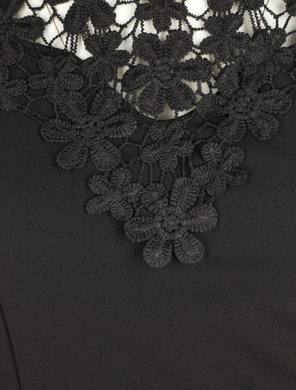 Robe ajustée sans manches col crochet - Noir - 3