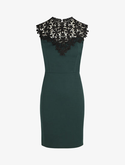Robe ajustée sans manches col crochet - Vert sapin - 1