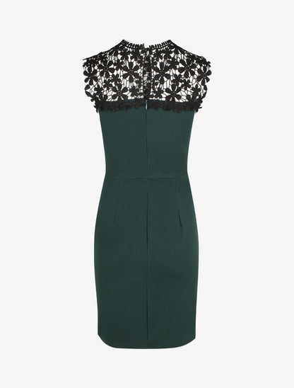 Robe ajustée sans manches col crochet - Vert sapin - 2