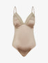 Body satiné à détail dentelle - Beige - 4