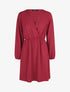 Robe courte évasée col à dentelle - Rouge - 1
