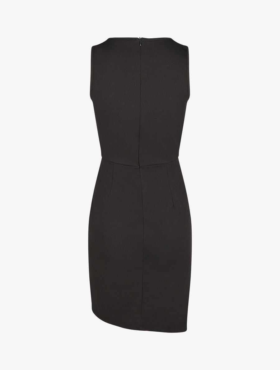 Robe courte drapée sans manches - Noir - 2