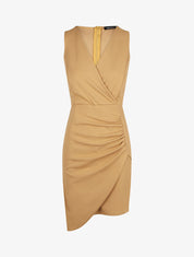 Robe courte drapée sans manches - Camel - 6