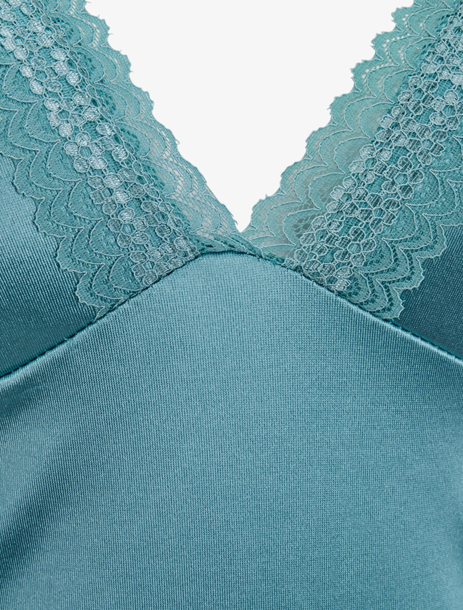 Body satiné à détail dentelle - Bleu clair - 3