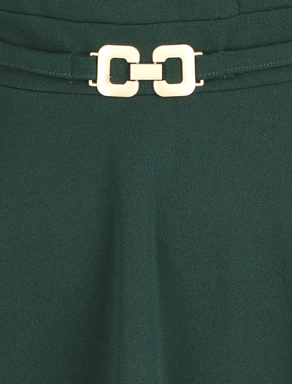 Robe droite à empiècement métal - Vert sapin - 3