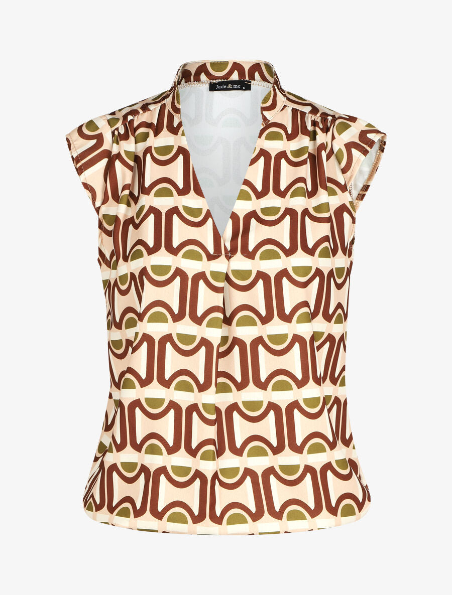Top sans manches imprimé graphique - Beige - 1