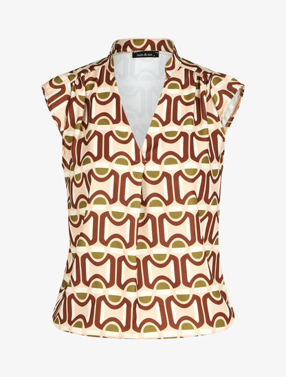 Top sans manches imprimé graphique - Beige - 1