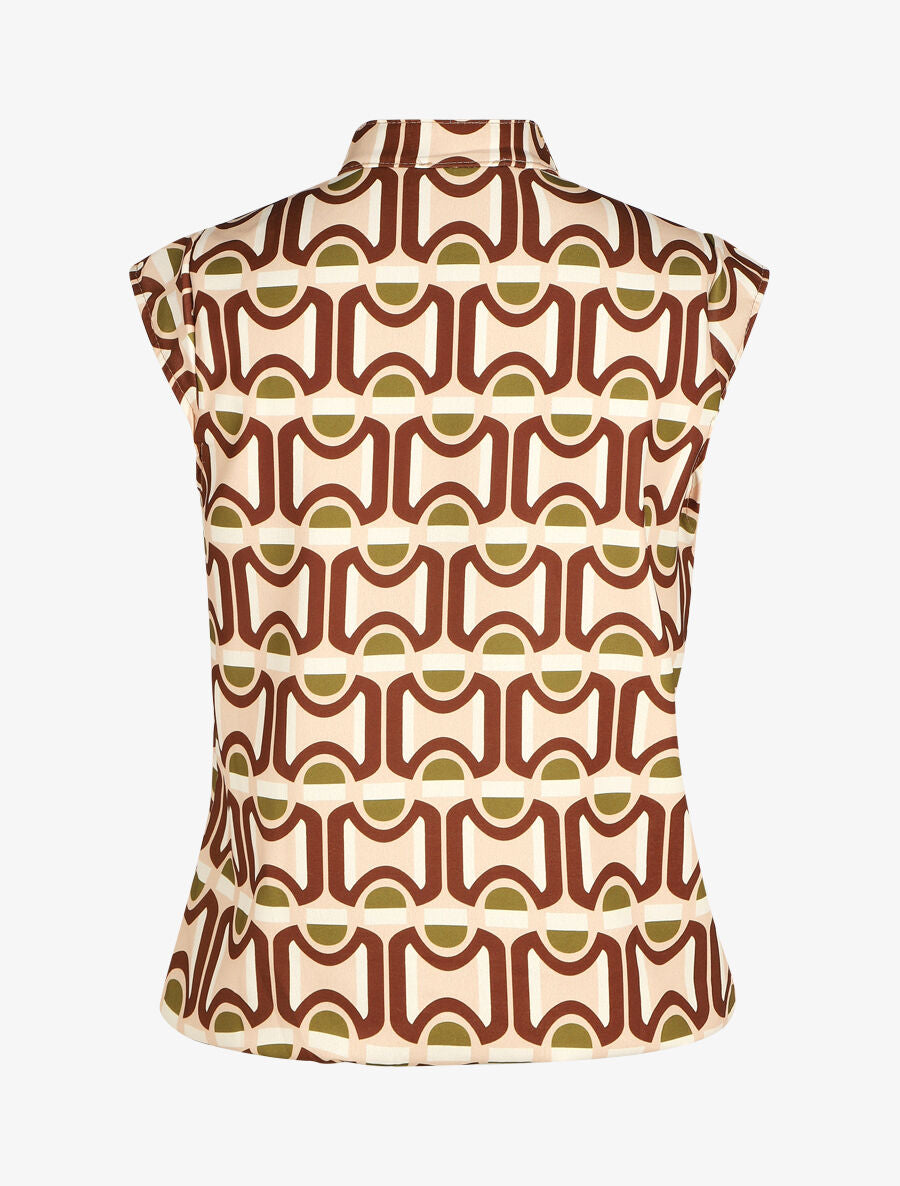 Top sans manches imprimé graphique - Beige - 2