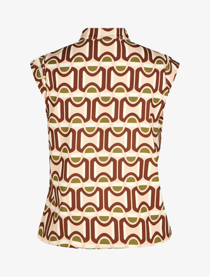 Top sans manches imprimé graphique - Beige - 2