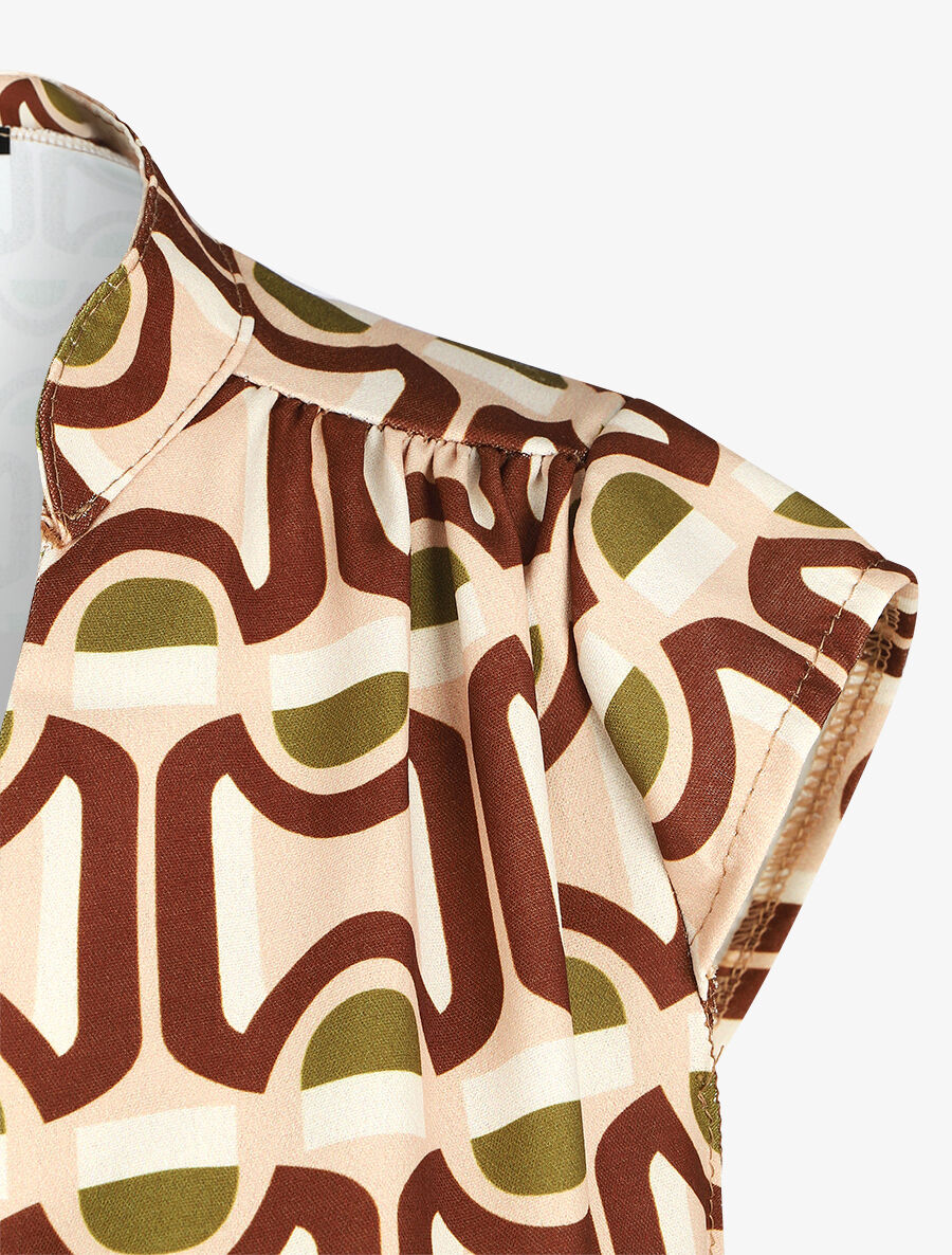 Top sans manches imprimé graphique - Beige - 3