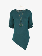 Pull droit asymétrique - Bleu canard - 4
