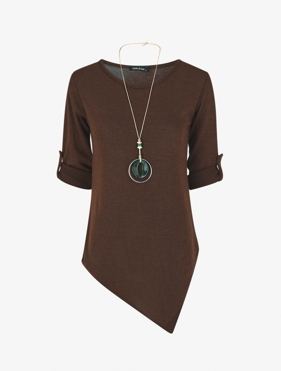 Pull droit asymétrique - Marron - 4