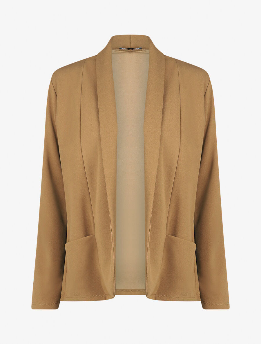 Blazer fin uni coupe droite - Camel - 4