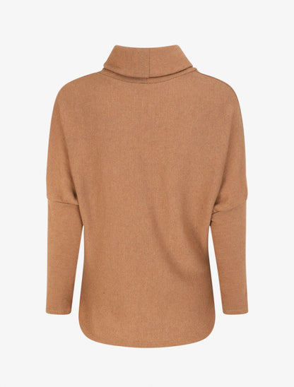 Pull ample uni à col roulé - Camel - 2
