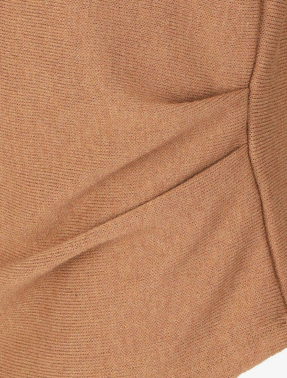 Pull ample uni à col roulé - Camel - 3