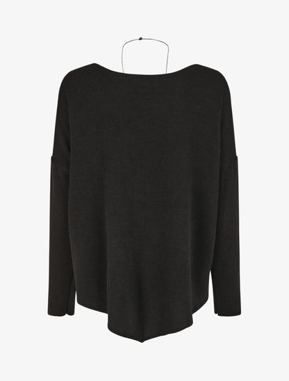 Pull droit uni bords asymétriques - Noir - 2