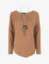 Pull droit uni bords asymétriques - Camel - 1