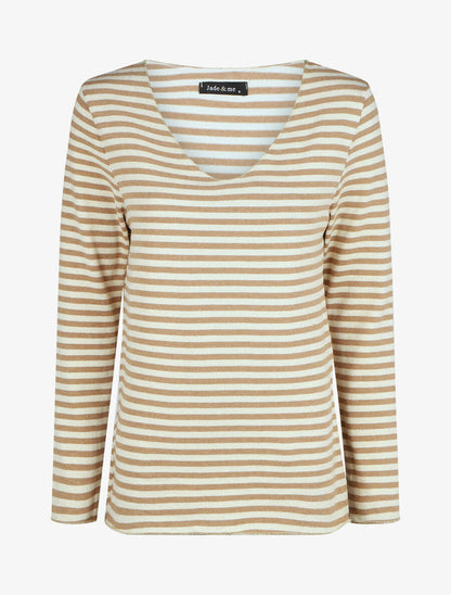 Pull rayé droit irisé - Camel - 1