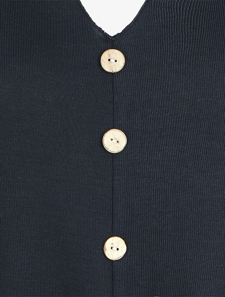 Pull fin à noeud coupe droite - Marine - 3