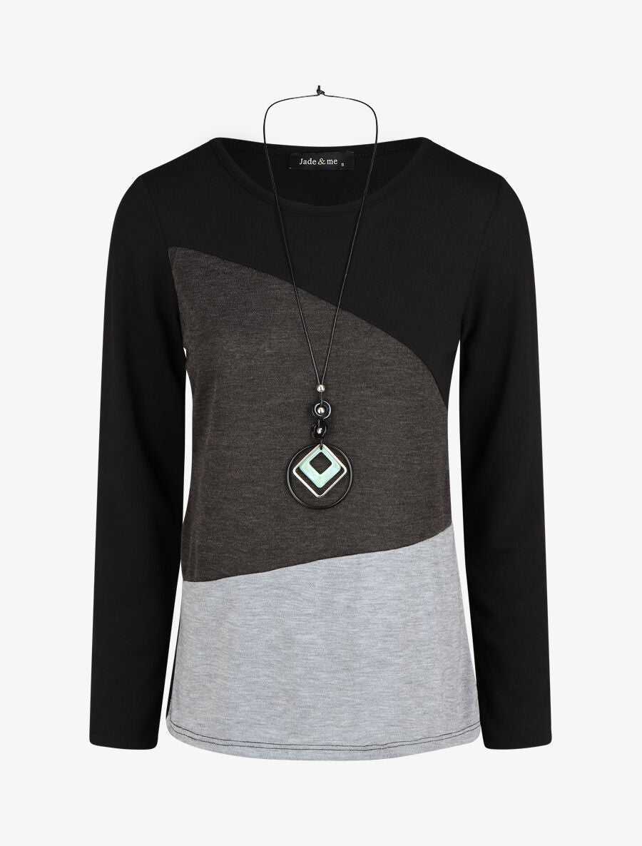 Pull fin graphique coupe droite - Gris - 4