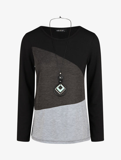 Pull fin graphique coupe droite - Gris - 4