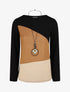 Pull fin graphique coupe droite - Camel - 1