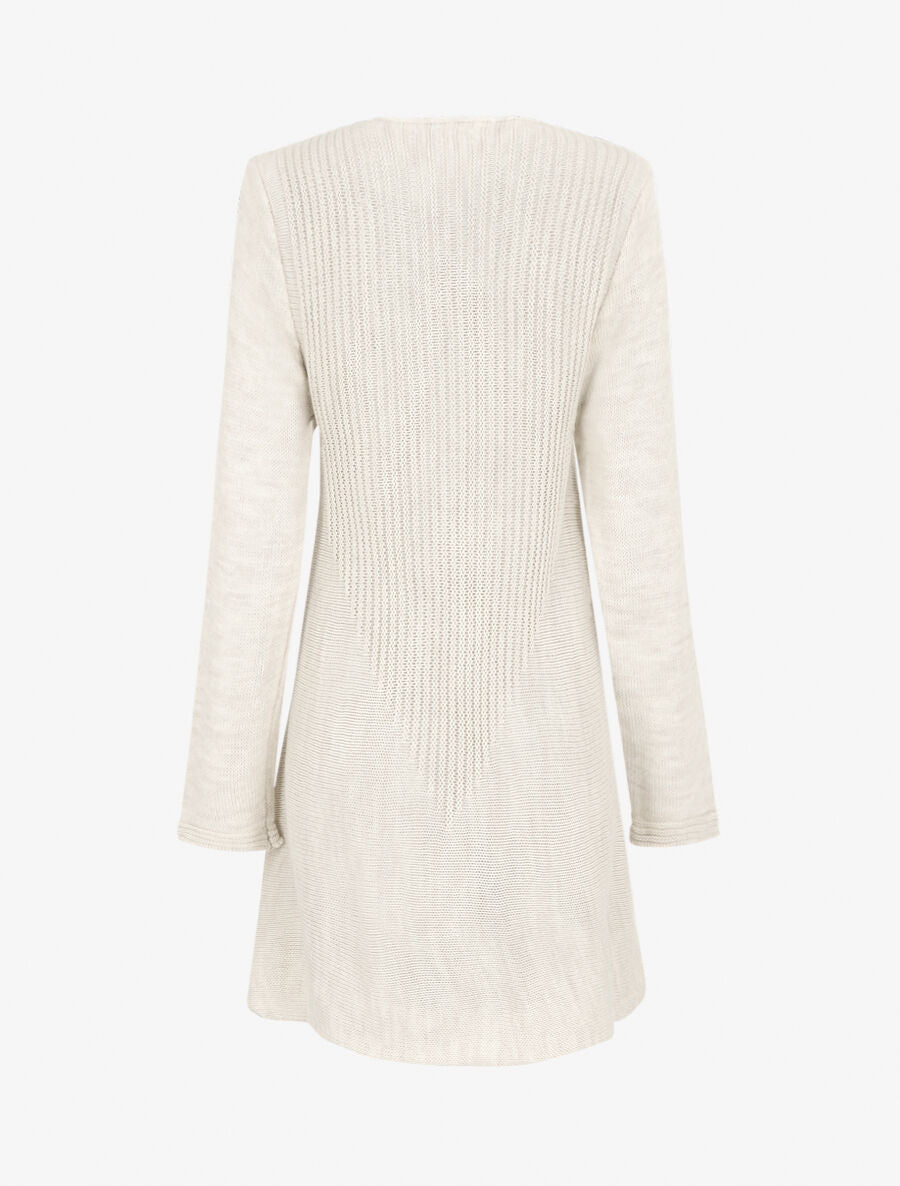 Gilet mi-long col cascade - Beige - 2