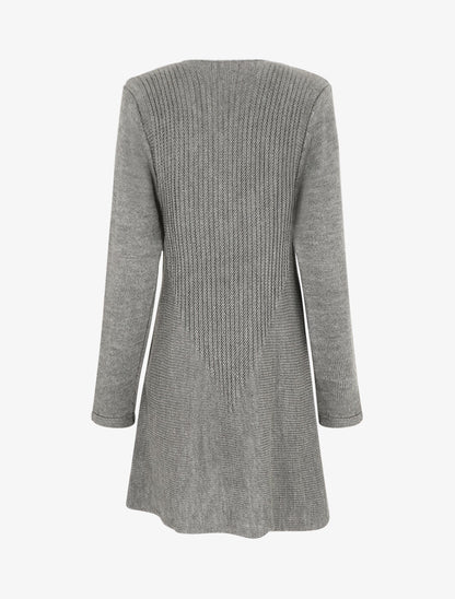 Gilet mi-long col cascade - Gris - 2
