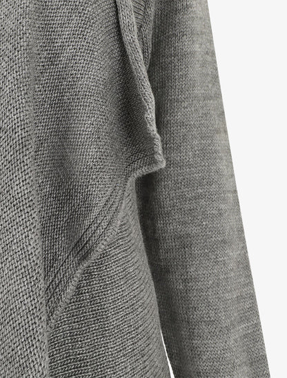 Gilet mi-long col cascade - Gris - 3
