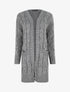 Gilet long en maille tressée - Gris - 1